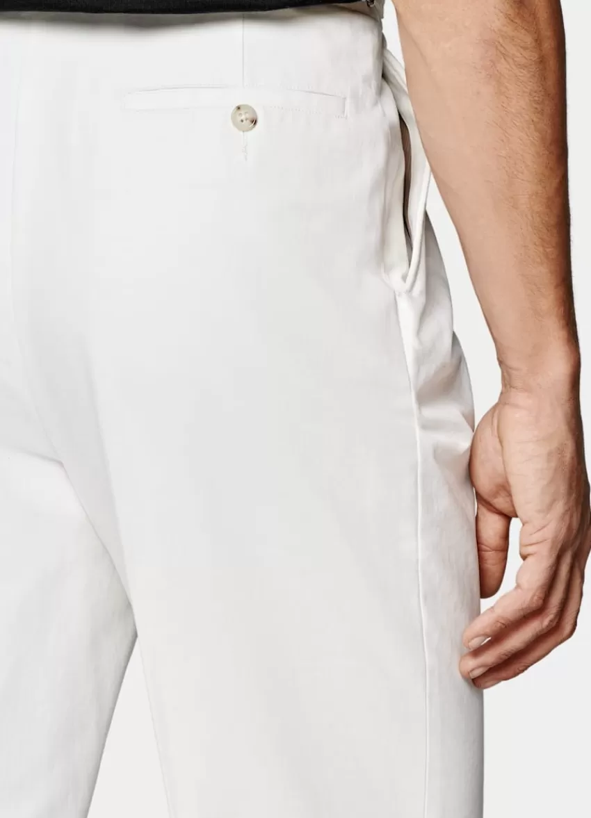 Suitsupply Mira Hose Off-white Wide Leg Tapered Aus Reine Baumwolle | Deutschland Cheap