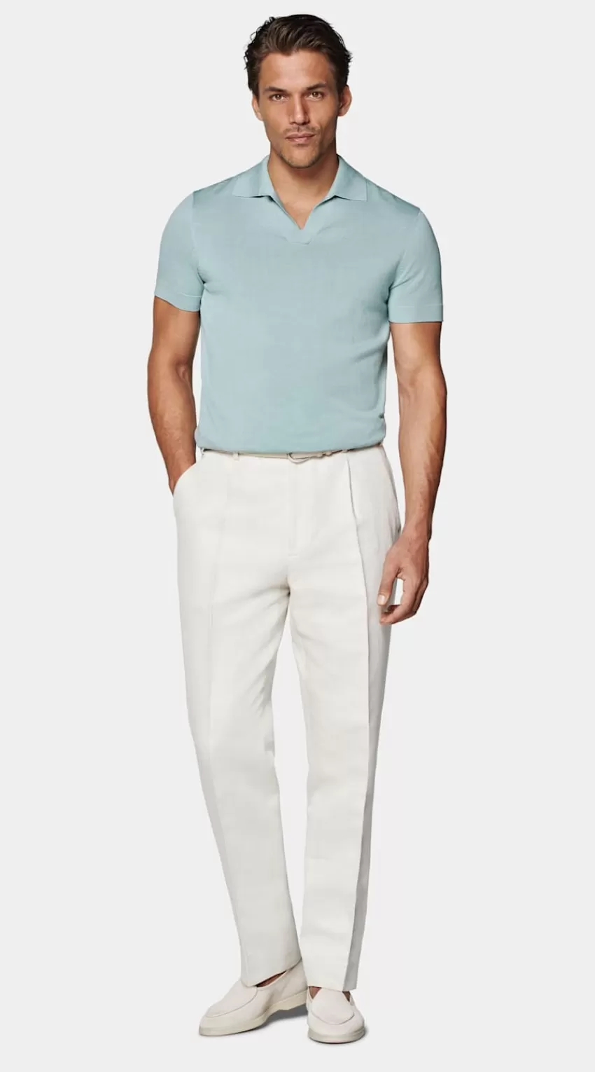 Suitsupply Poloshirt Mintblau Knopffrei Aus Kalifornische Baumwolle Und Maulbeerseide | Deutschland Flash Sale