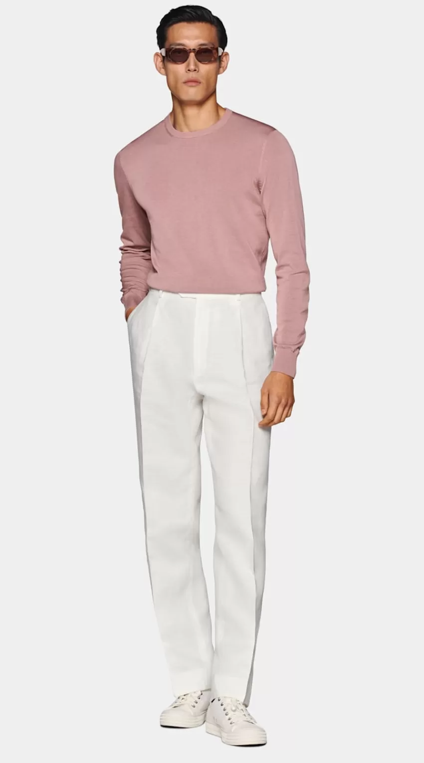 Suitsupply Rundhals-Pullover Pink Aus Kalifornische Baumwolle Und Maulbeerseide | Deutschland Fashion